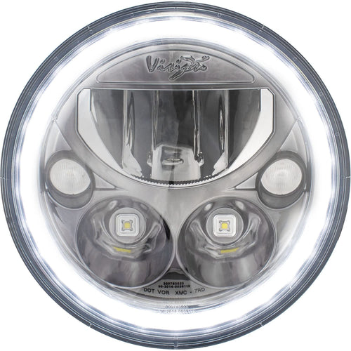 5.75" Round Vision X Lighting (XMC-575RDB) LED Motorcycle Headlight w/Low-High-Halo, Single Light, Black Chrome Face