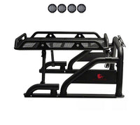 Warrior Black Horse Roll Bar Incl. Set of 5.3" Dia.LED Lights Compatible with 1/2 TON Trucks (GM Silverado 14+/Ford F150 15+/Dodge RAM 15+) with Full Size Cargo Basket(with RED Brake Light)