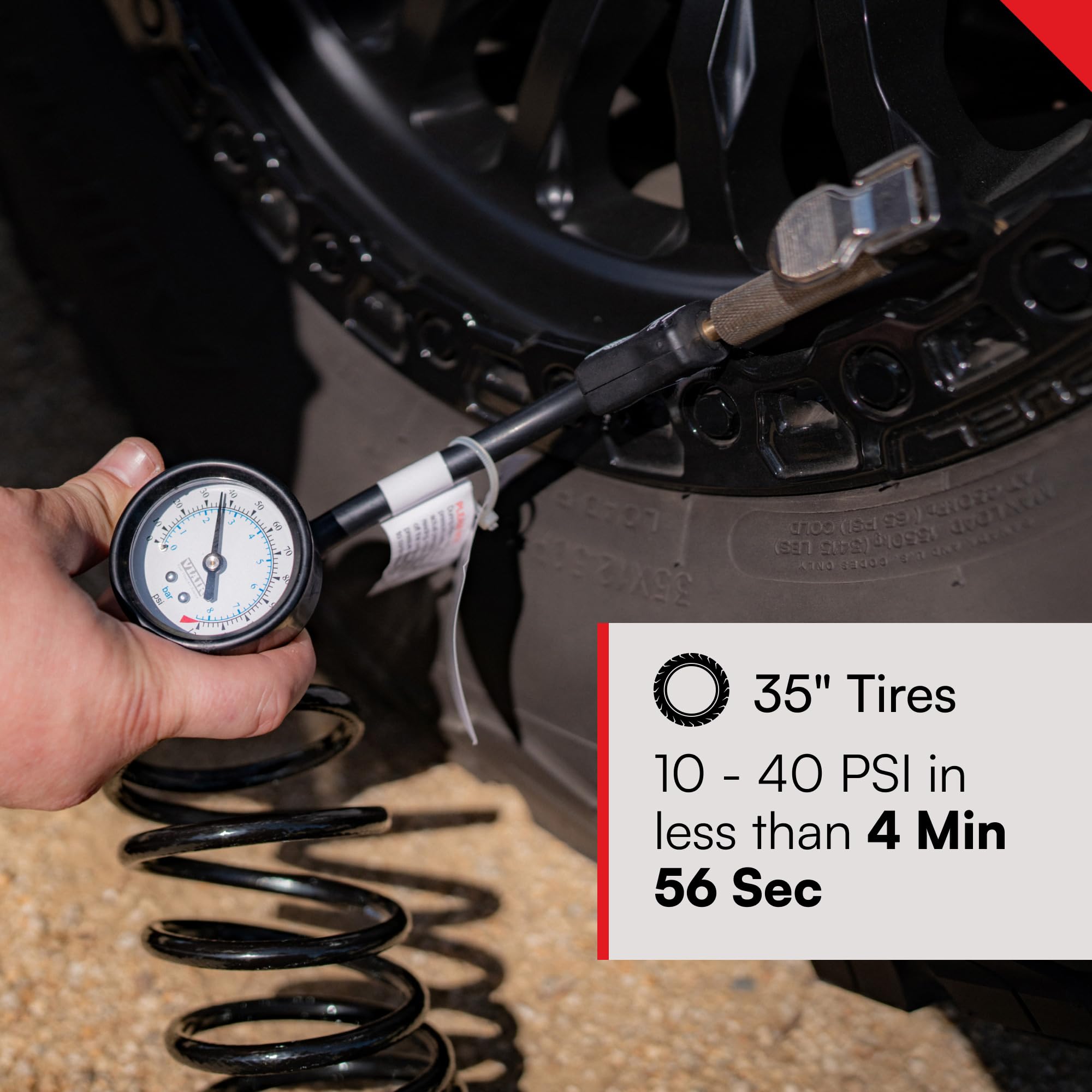 VIAIR Enhanced Flow 400P EF - 40143 Tire Inflator Portable Offroad Air Compressor for Truck & SUV | 12V On/Off Road Tire Pump Air Compressor | 150 PSI (SAE, Alligator Clips)