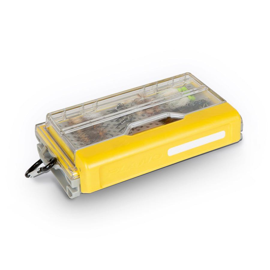 Plano Micro Fly Edge Storage Box, Gray and Yellow, Waterproof and Rust-Resistant Customizable Fishing Tackle Organization