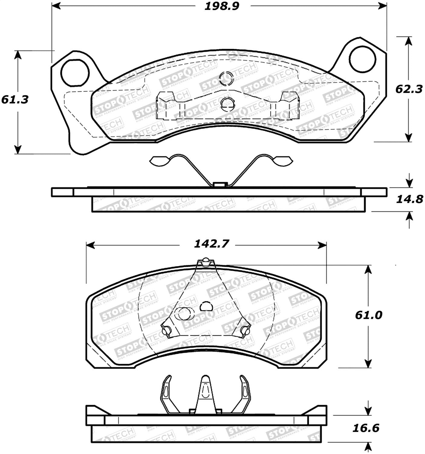 308.04990 StopTech Street Brake Pads with Shims