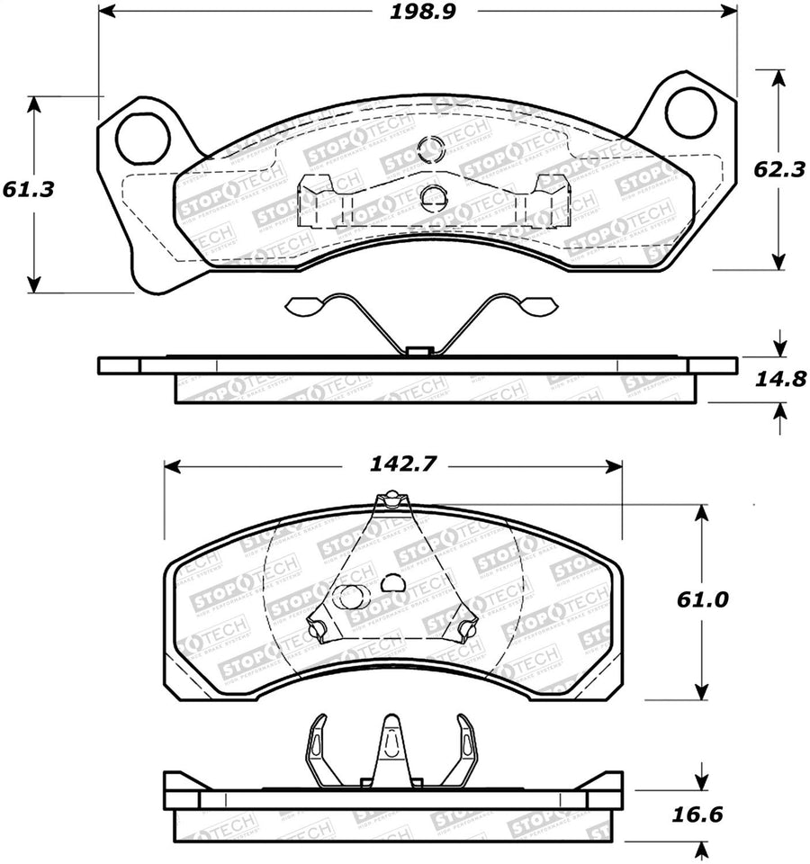 308.04990 StopTech Street Brake Pads with Shims