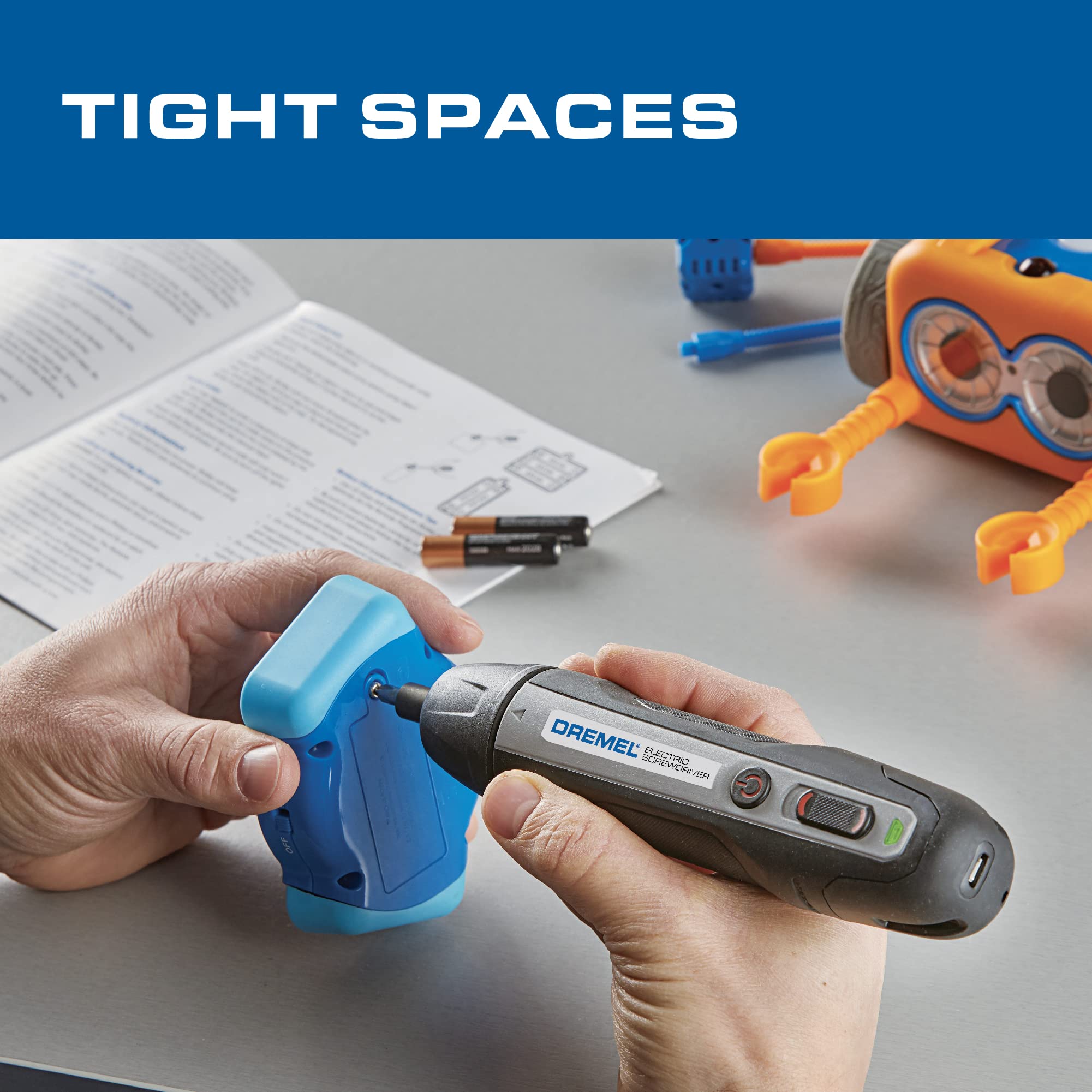 Dremel Cordless 4V Screwdriver Kit with 6 Power Settings and Smart Stop Technology, Includes 7 Screwdriver Bits, 1 Bit Extender, USB Cable and Power Adapter, HSES-01