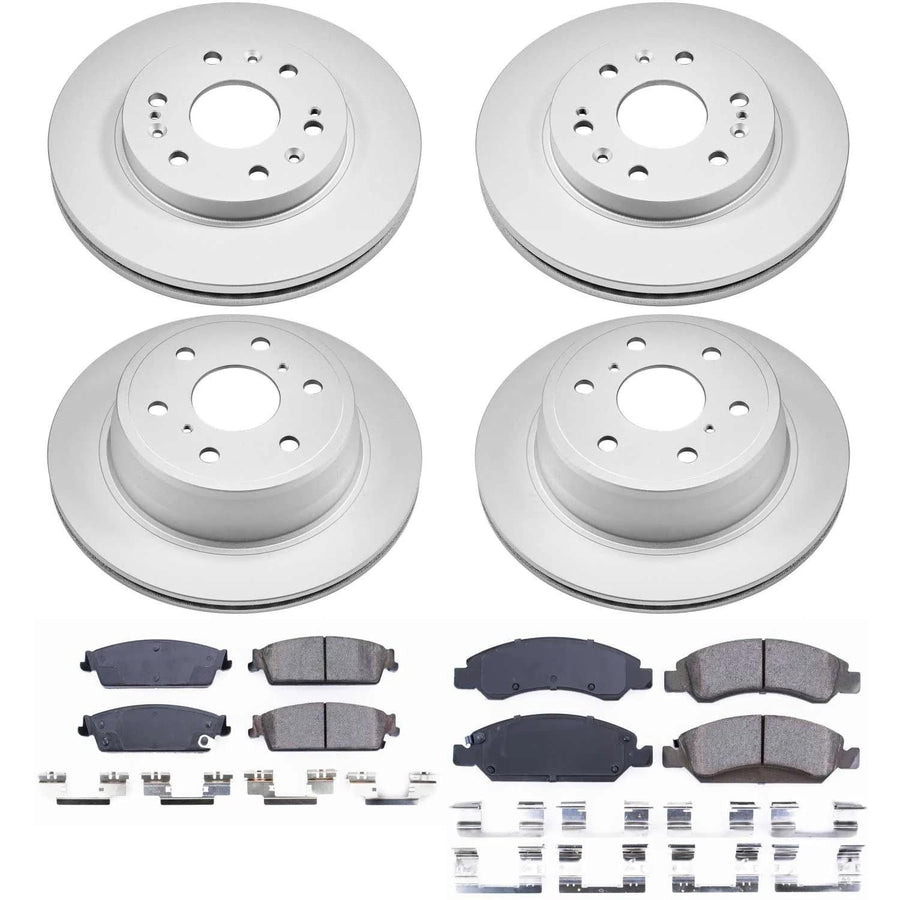 Power Stop Coated Brake Rotor & CRK2070 Ceramic Brake Pads- front & rear