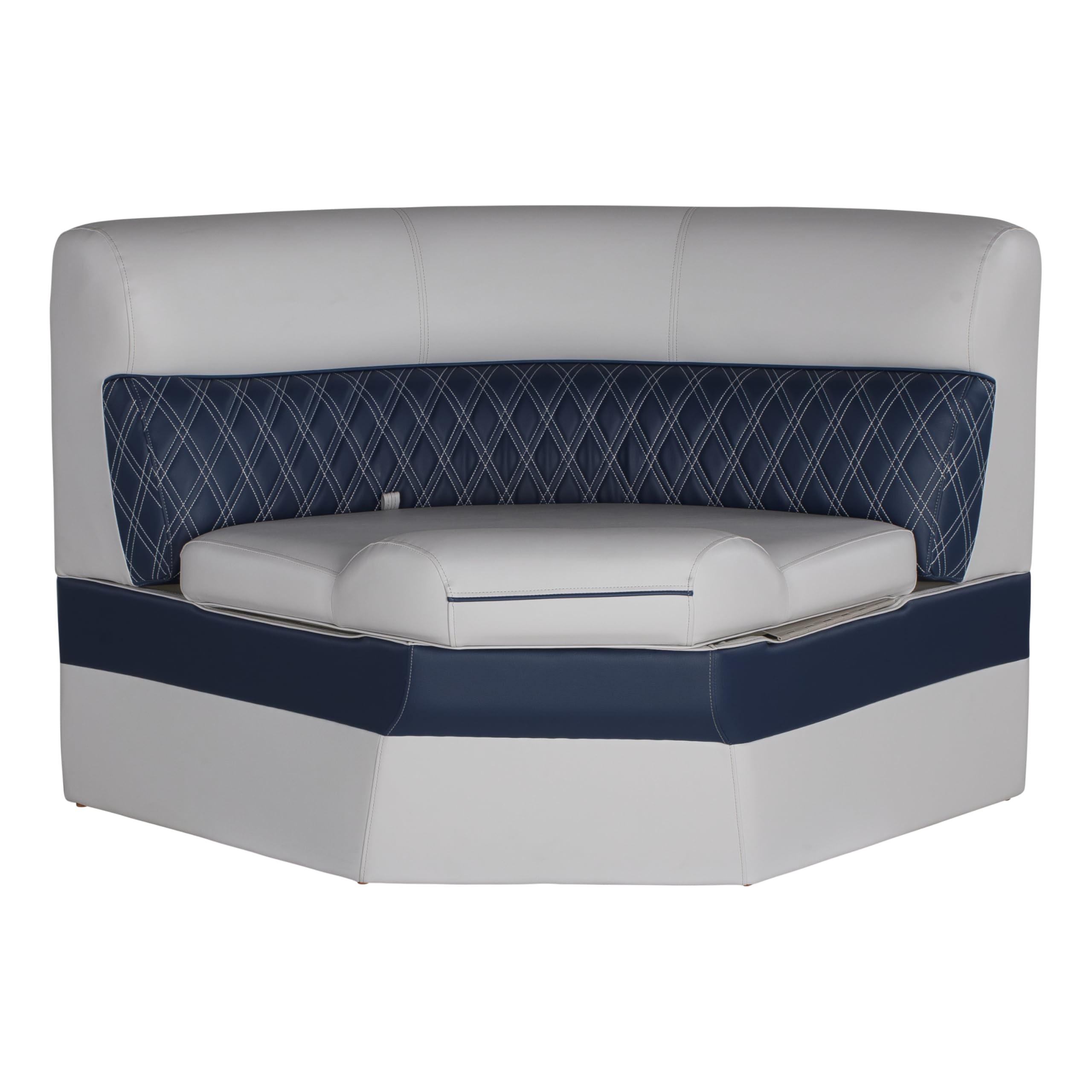 Lippert 36" Radius Corner Pontoon Seat Sunset Collection, Contoured Foam Cushioning, Durable Marine-Grade Vinyl, Built-In Dry Storage, Poly Frame, 49"L x 28"W x 30"H - 2024021322