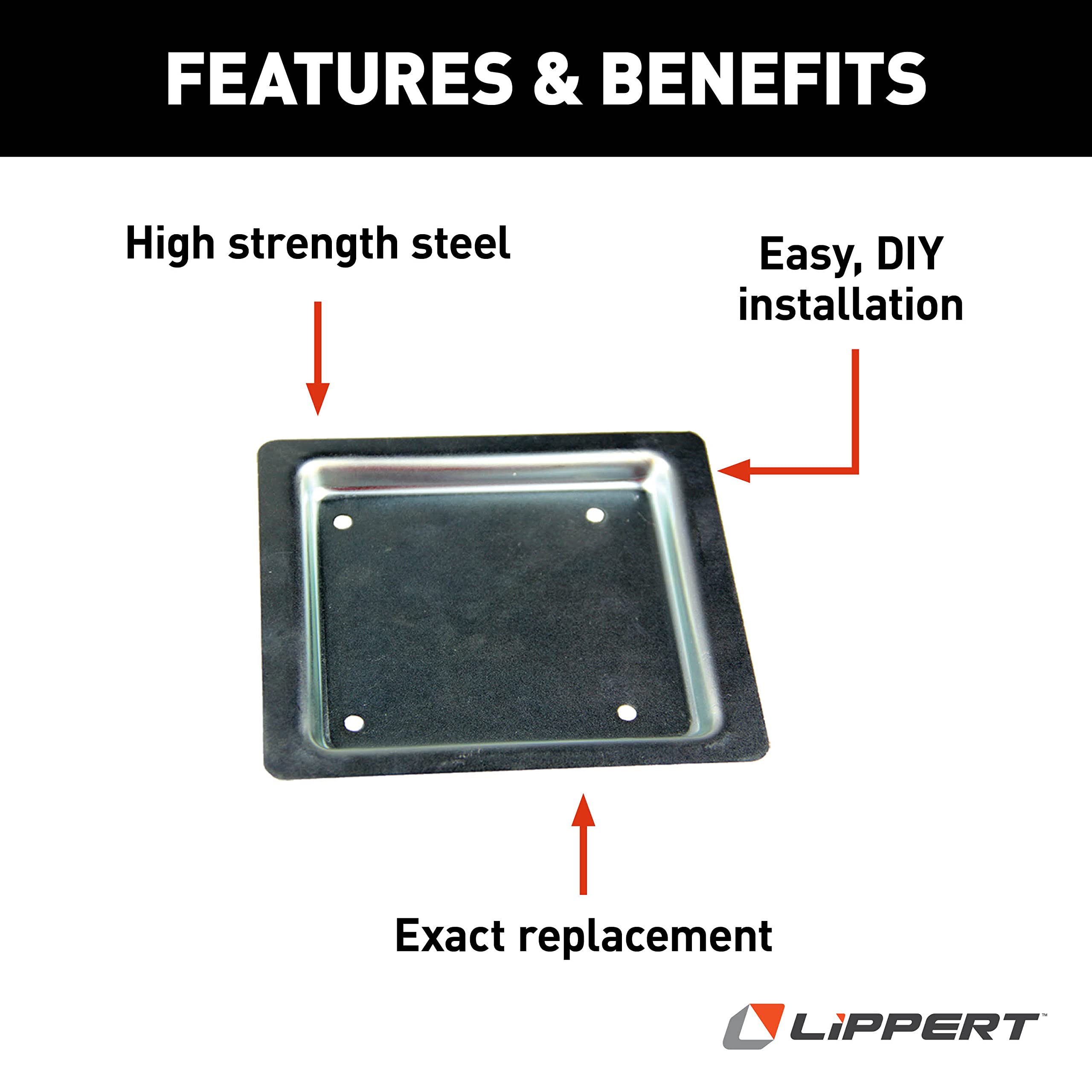 Lippert RV 227840 Baggage Door Slam Latch Mounting Plate 5" x 4.5" Chrome
