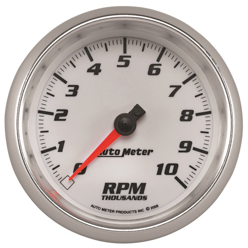 Tachometer, AutoMeter Gauge, 3 3/8", 10K RPM, White, Pro-Cycle (19798)