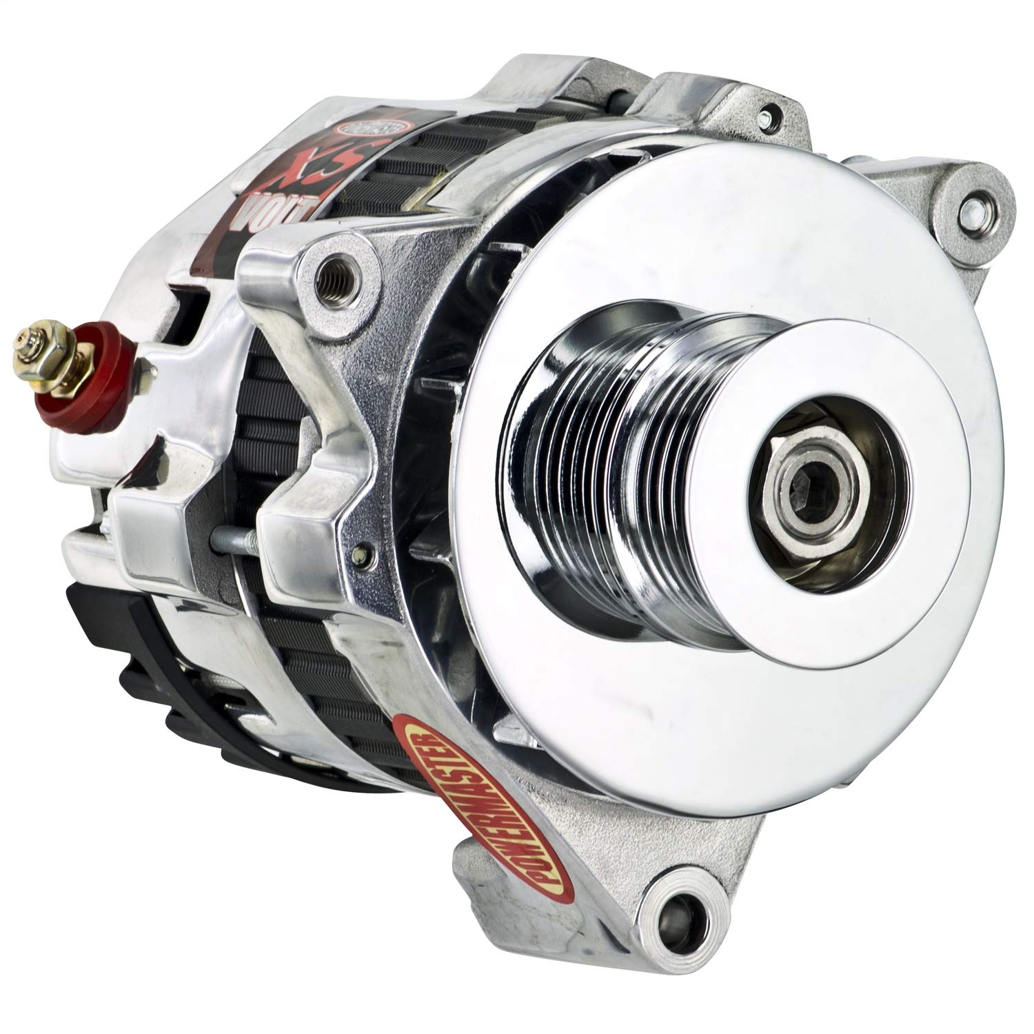 Alternator Powermaster 28478-114 Polish (CS121 "5X5" 100A XS Volt 6 Groove Pulley Side Bat Post Fan & Baffle 1 Wire)