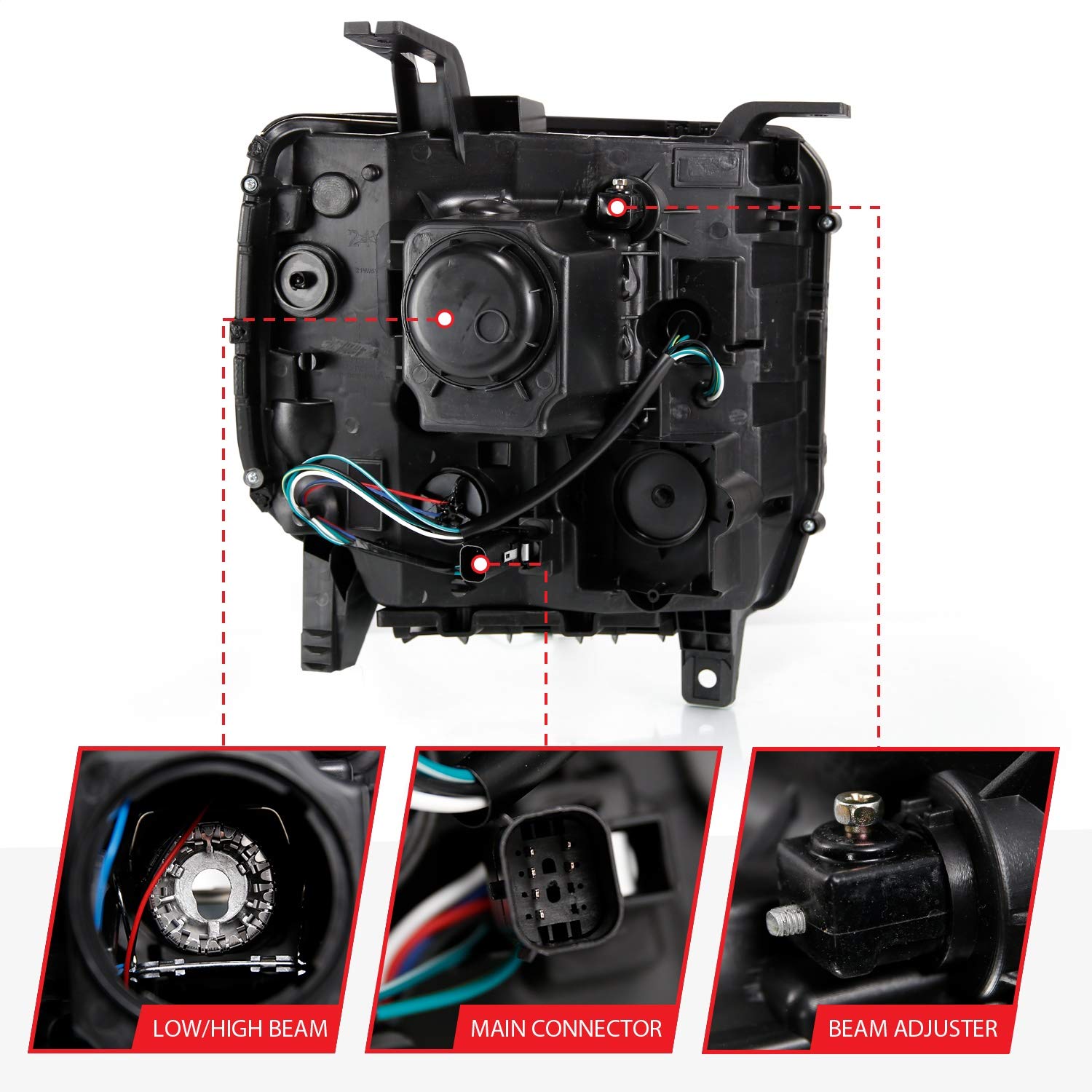 111485 ANZO USA Projector Headlamps Fits GMC Sierra 1500