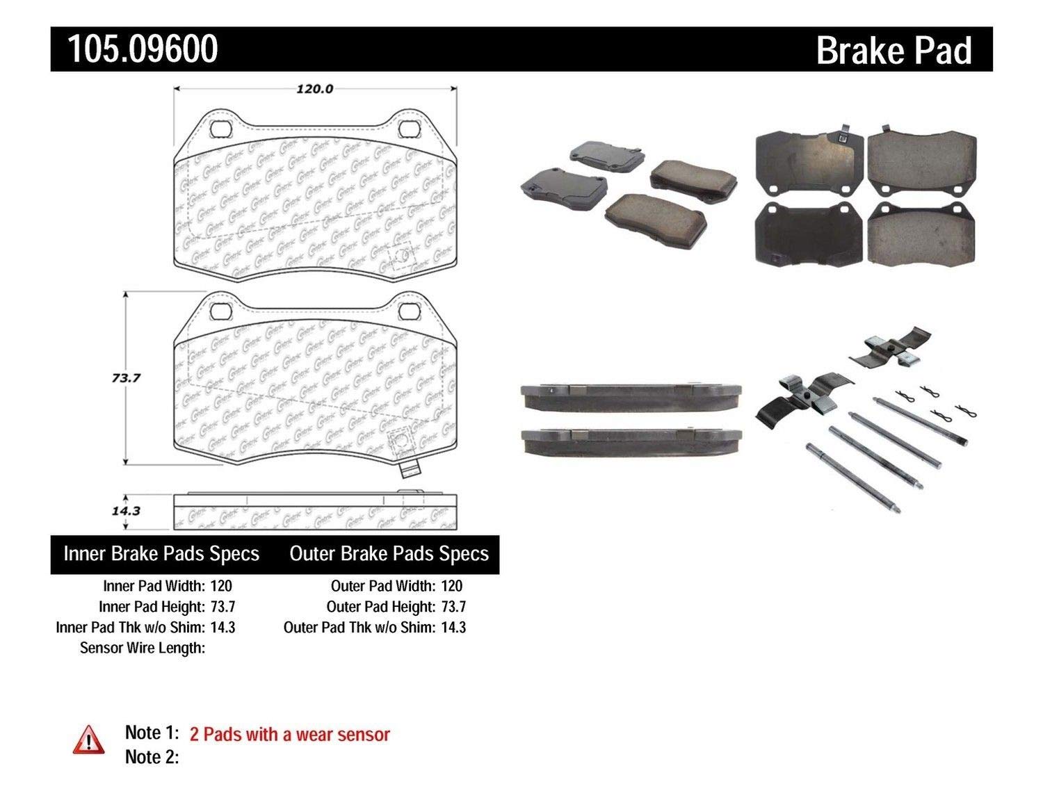 Posi Quiet Centric 105.09600 Brake Pads with Shims and Hardware Ceramic
