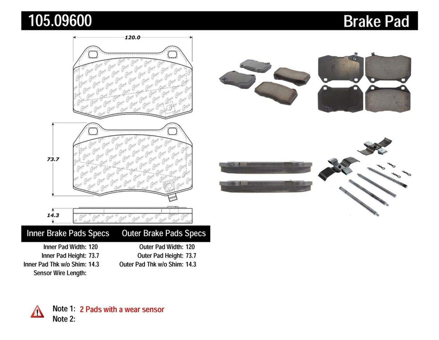 Posi Quiet Centric 105.09600 Brake Pads with Shims and Hardware Ceramic