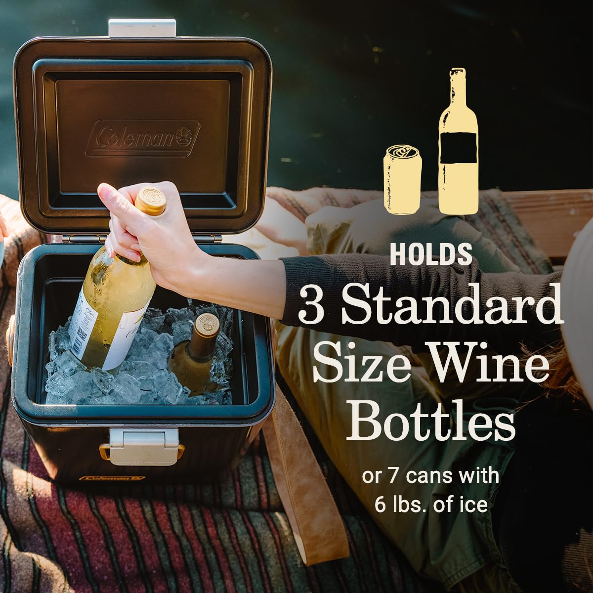Premium Steel Belted Cooler & Wine Chiller - Coleman 1900 Collection, Durable Insulated Stainless Steel Portable Cooler with High Ice Retention, Perfect for Beach, Camping, Tailgating, Picnics & More