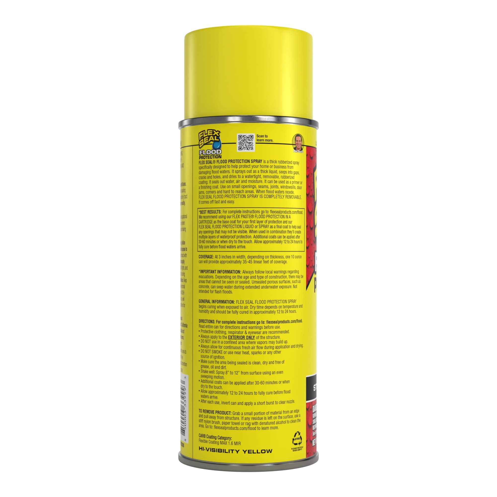 Flood Protection Flex Seal Spray, 10 oz, 1-Pack, Waterproof Rubberized Coating, Removable, Use on Door Tracks, Seams, Sills, Small Openings, Corners, and Irregular Shapes and More