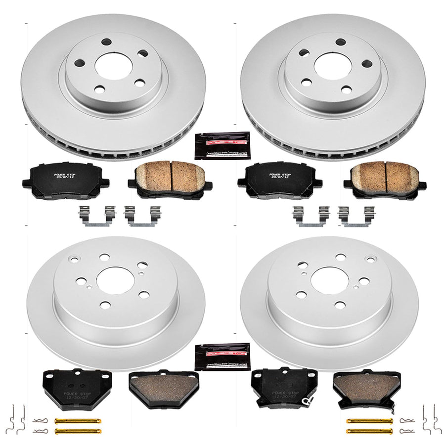 Power Stop CRK2317 Brake Rotor & Coated Ceramic Brake Pads- front & rear For Pontiac Vibe 2003-2006, Toyota Corolla 2005-2006, Toyota Matrix 2003-2007 [Model Specific]