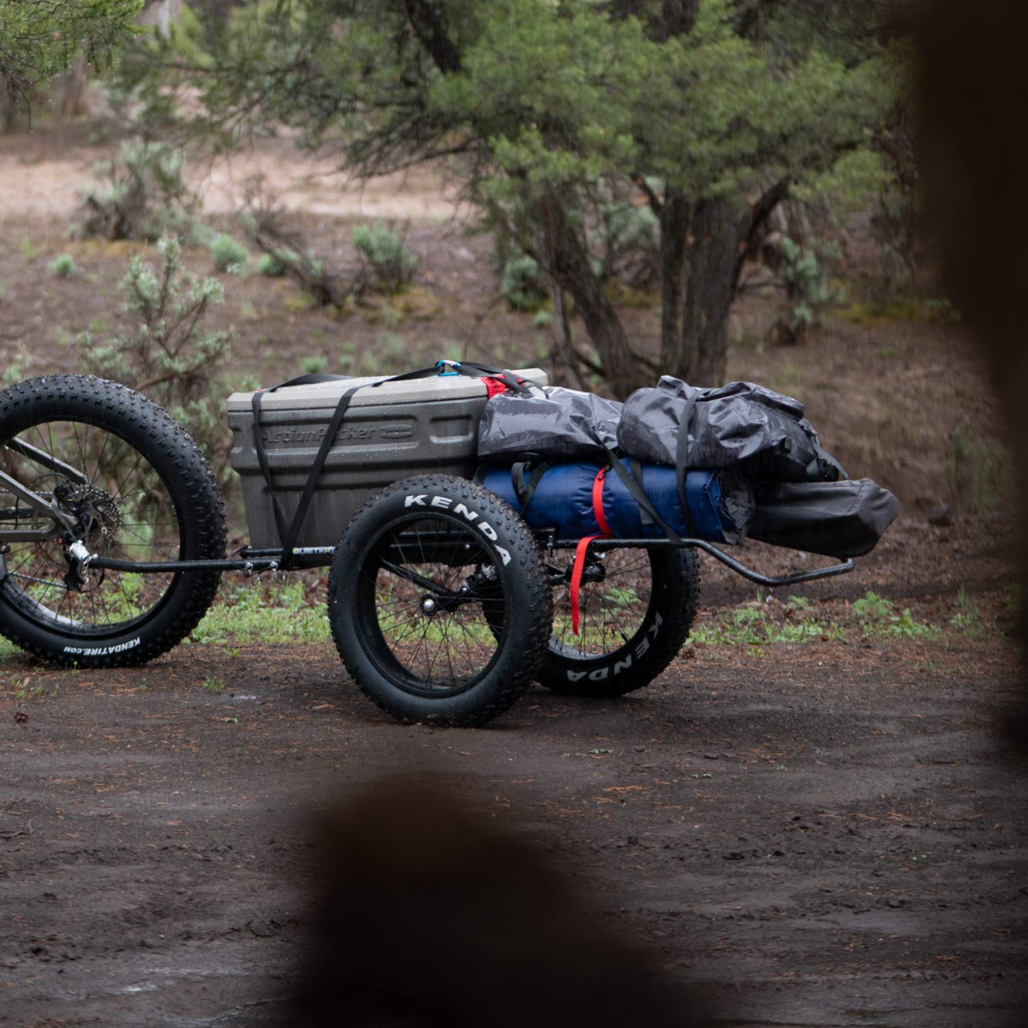 QuietKat Game Cart Two Wheel, FatTire Off Road Cargo Trailer for Extra Storage While Hunting, Fishing, Exploring Backcountry, Three-Way Adjustable Rack Angle (20" x 4" Wheels/Tires), Black