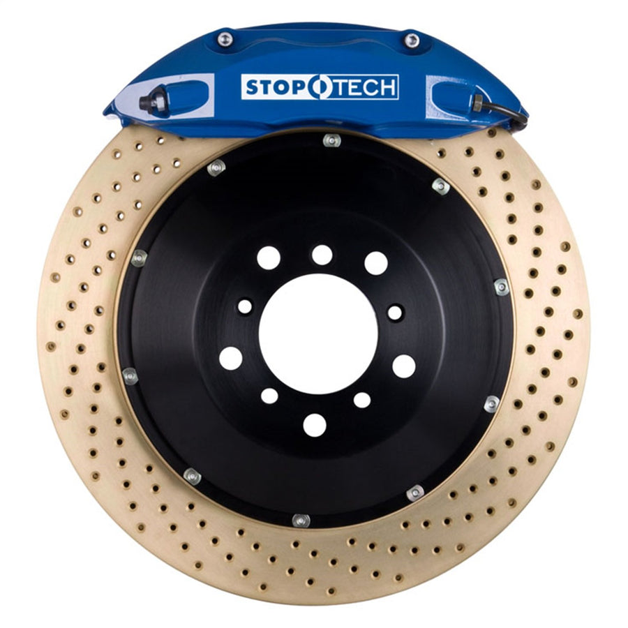 StopTech 83.886.4300.24 Big Brake Kit Stoptech; Blue Caliper, Drilled Two-Piece Zinc Coated Rotor, Front