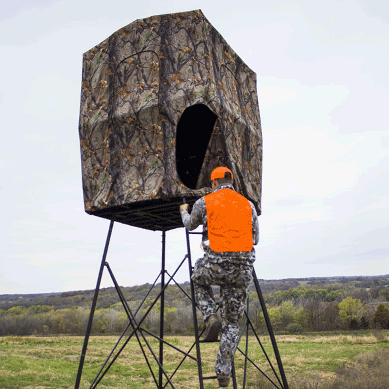 12' Muddy Quad Pod - 57" L x 57" W Durable Steel 500 Pound Capacity Hunting Outdoor Platform with Full-Surround Shooting Rail & 2 Flex-Tek Seats, Blind Kit Not Included