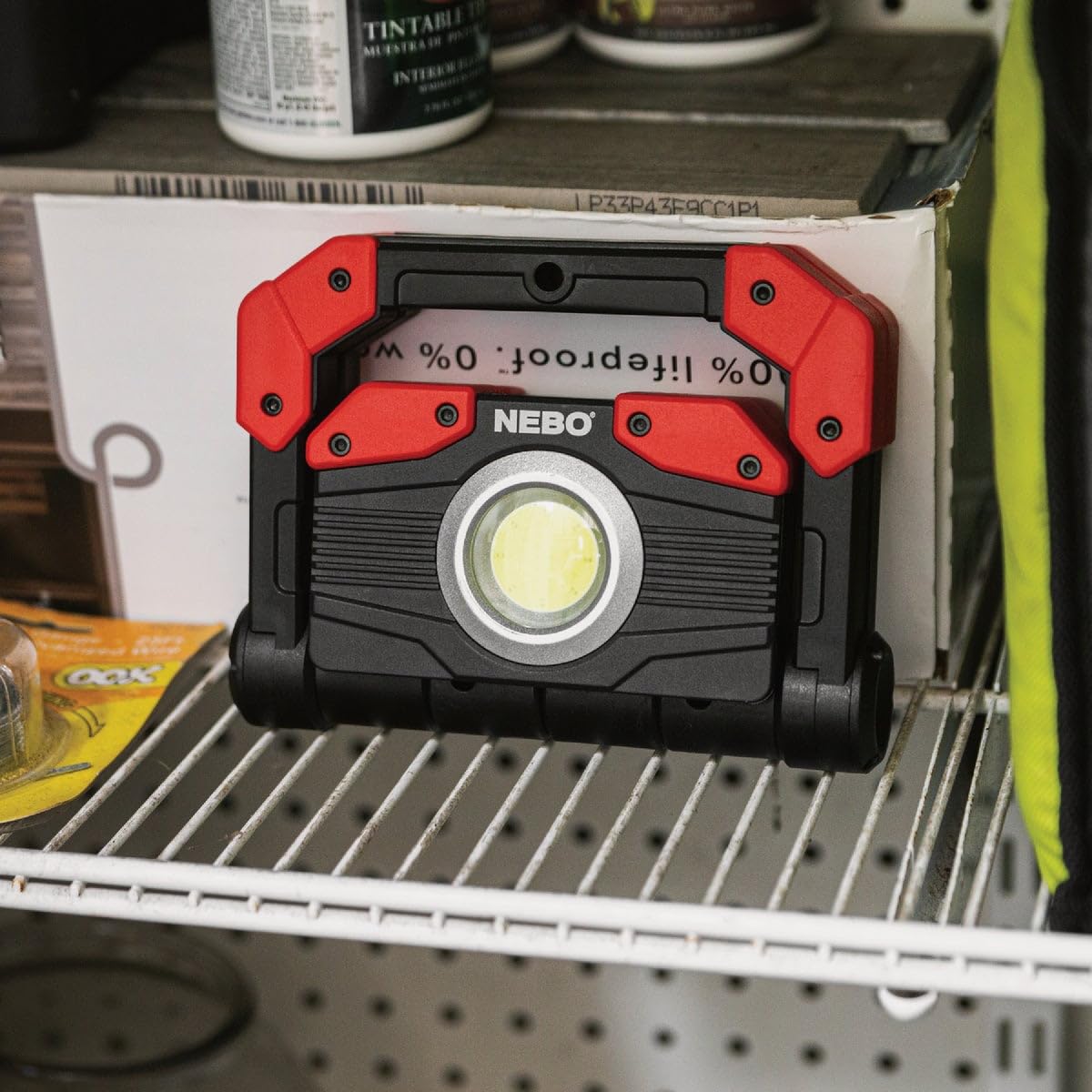 OMNI 2K NEBO Rechargeable Work Light | 2000 Lumens COB, 6 Light Modes, Rotating Magnetic Handles, Built-In Power Bank, Water Resistant, Portable Camping Lantern, Includes USB-C Charging Cable