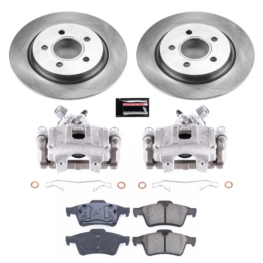 Power Stop KCOE5309A Replacement Autospecialty Rear Caliper Kit-Rotors, Ceramic Brake Pads, Calipers For Volvo S40 2004-2005, Volvo V50 2005 [Model Specific]