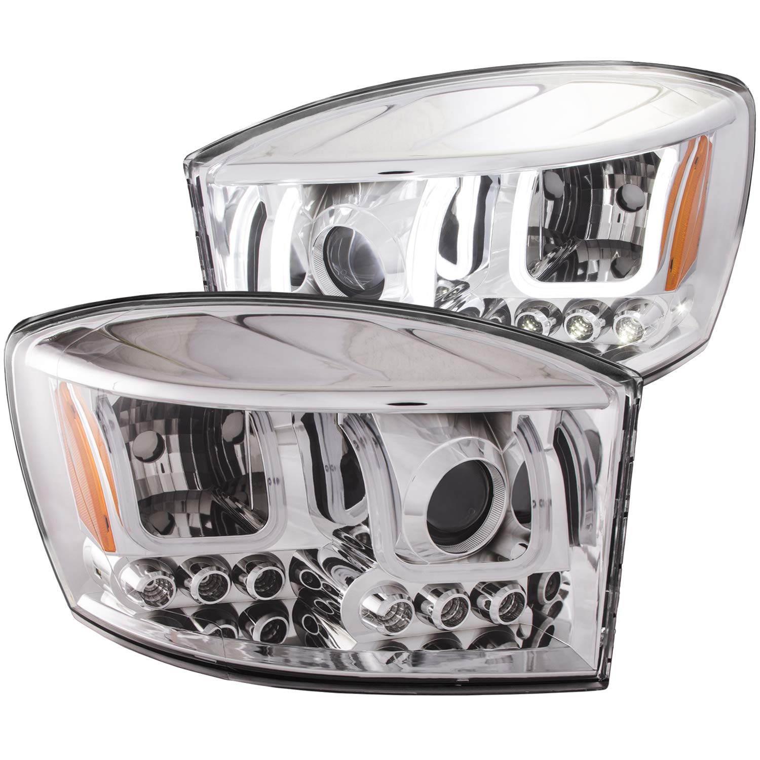 DODGE RAM 1500 06-08 / RAM 2500/3500 06-09 PROJECTOR HEADLIGHTS U-BAR CHROME CLEAR Anzo USA