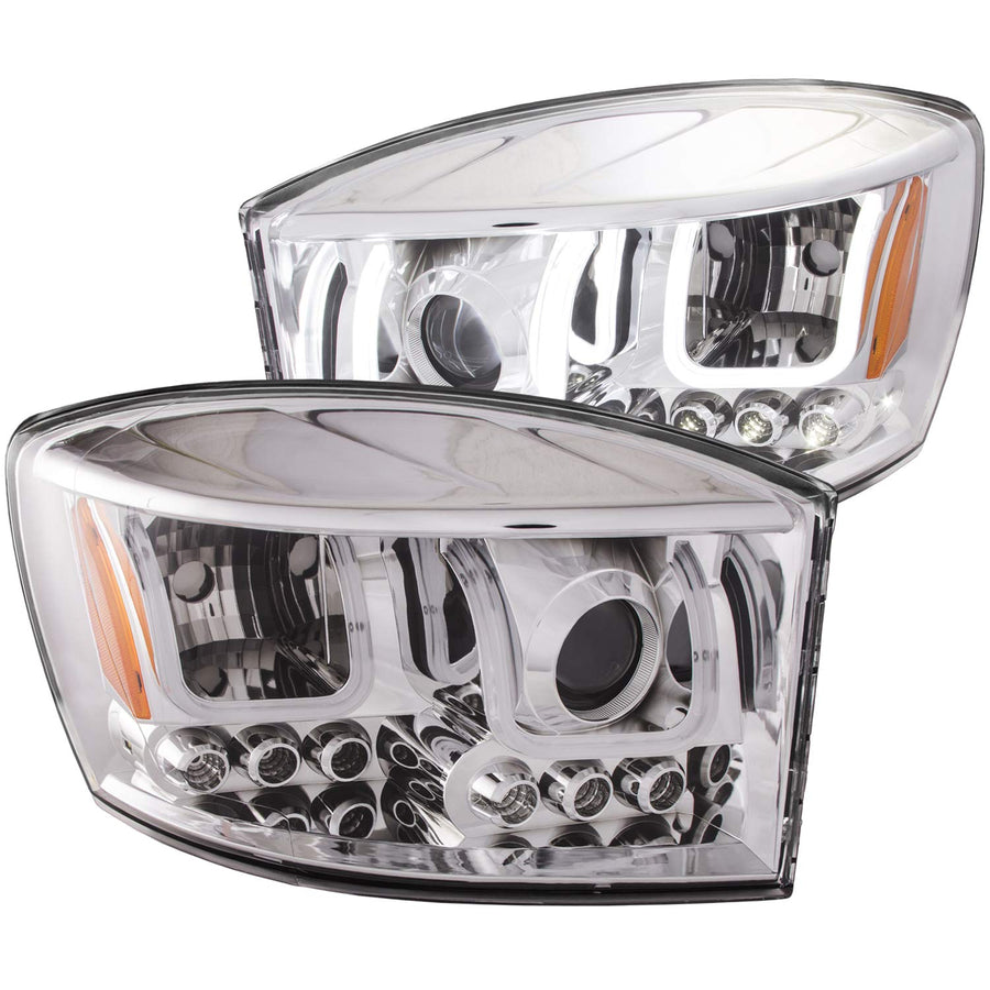DODGE RAM 1500 06-08 / RAM 2500/3500 06-09 PROJECTOR HEADLIGHTS U-BAR CHROME CLEAR Anzo USA
