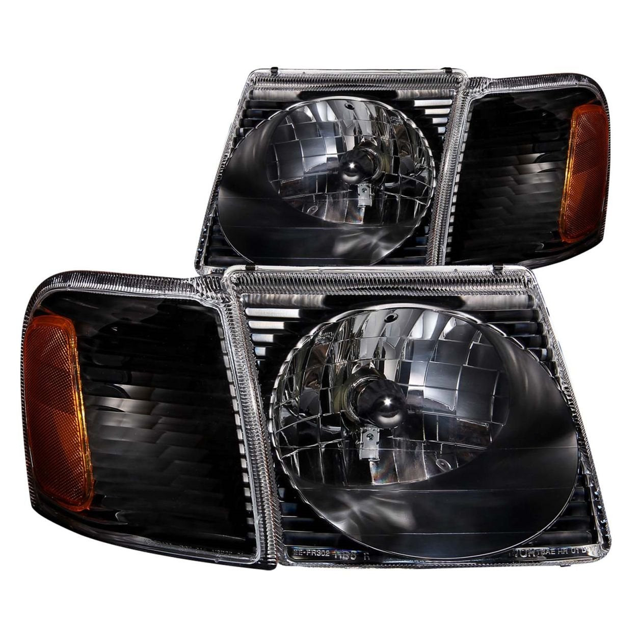 Crystal Headlight Set ANZO USA w/Corners-Black