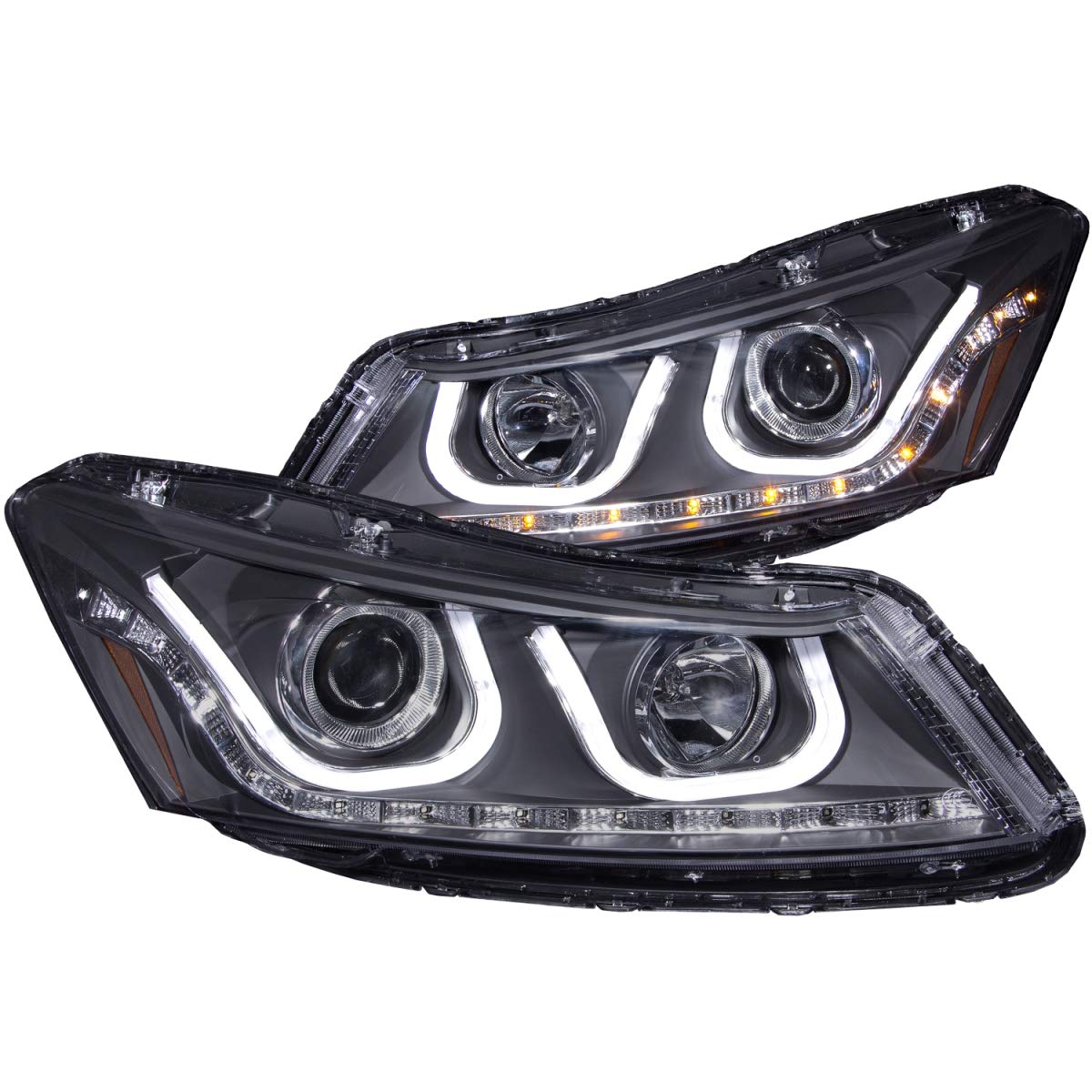 Black/Clear/Amber AnzoUSA Bar Style Projector Headlight for Honda Accord
