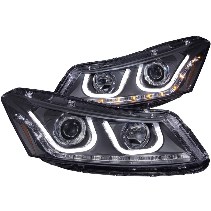 Black/Clear/Amber AnzoUSA Bar Style Projector Headlight for Honda Accord