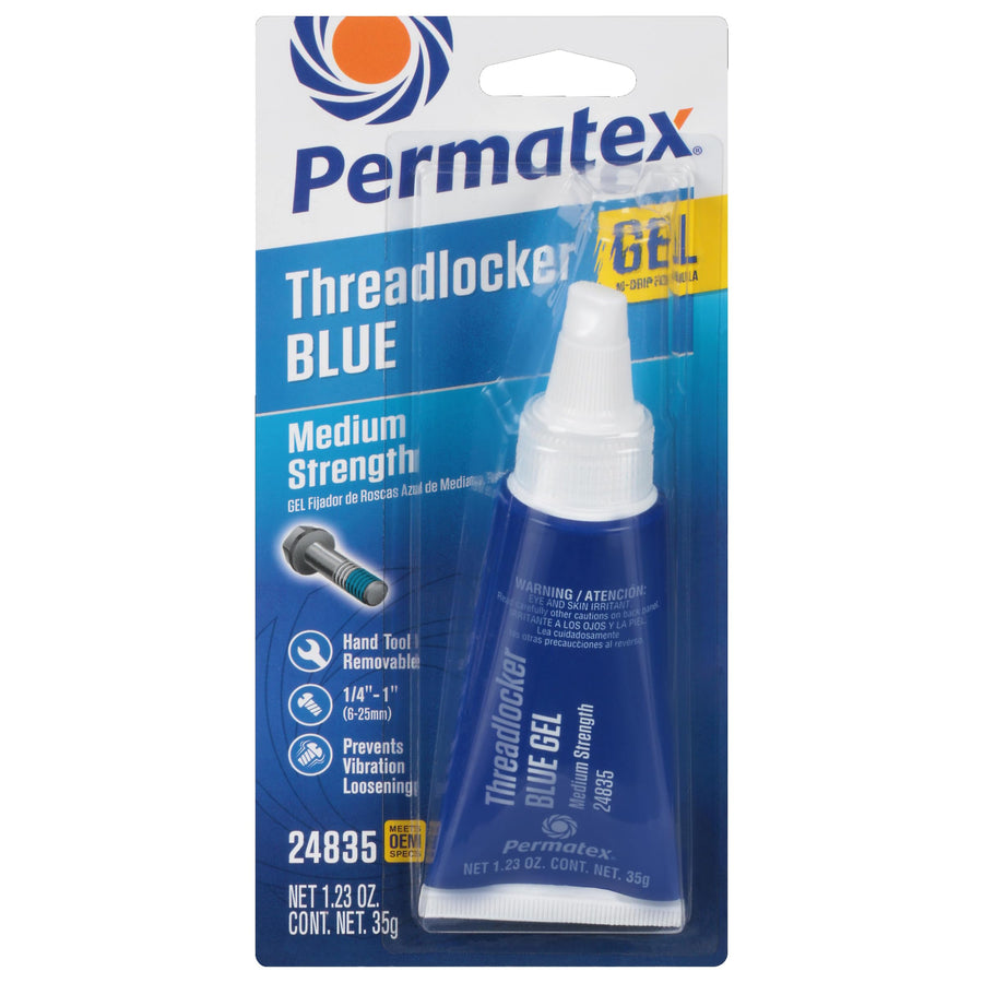 Threadlocker Blue Gel Permatex Medium Strength, Thread Lock & Screw Glue for Bolts Nuts & Fasteners to Prevent Loosening & Corrosion, Removable w/Hand Tools 35 ml