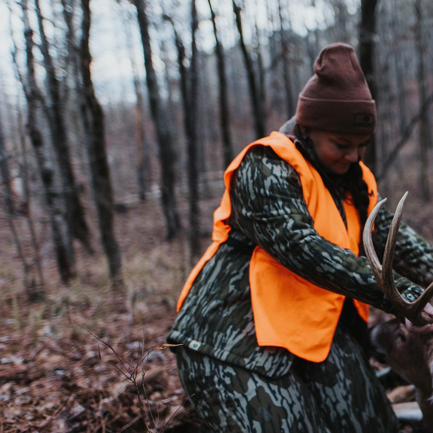 HME Durable Reliable Versatile Highly Visible Blaze Orange All-Season Unisex Safety Vest & Adjustable Hat with Hook-and-Loop Backstrap