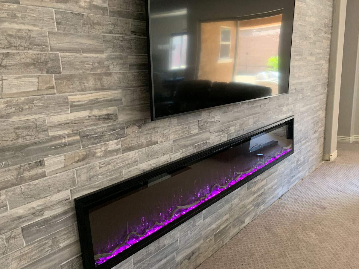 Spectrum Slimline Modern Flames Reliable Electric Fireplace | Customizable Hybrid-FX Flame LED Light Ambience | Remote Controlled | 100 Inch
