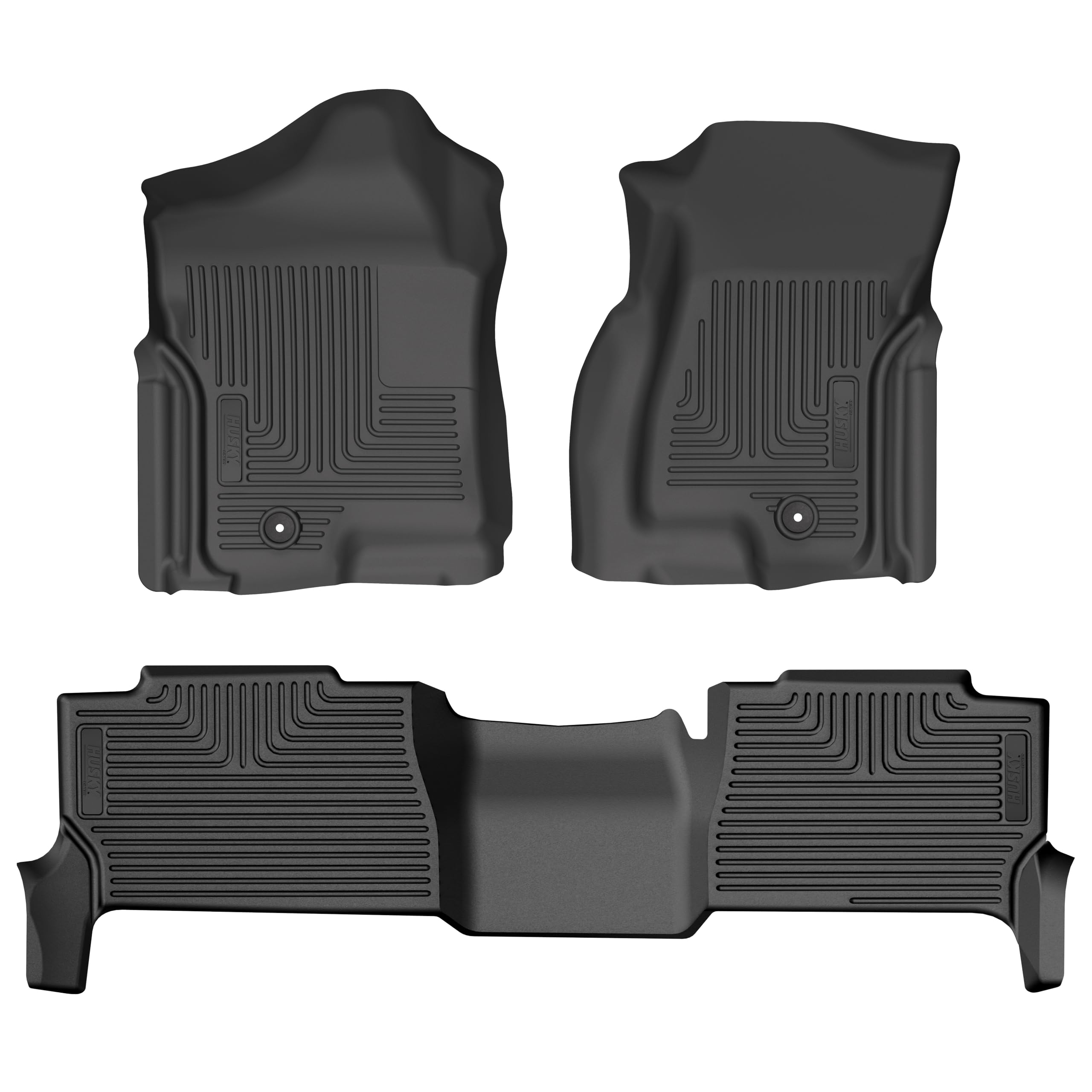 Weatherbeater Husky Liners Floor Mats | Fits 2000-2006 Chevrolet Tahoe; 2002-2006 Cadillac Escalade | Front & 2nd Row - Black, 3-pc | 93541