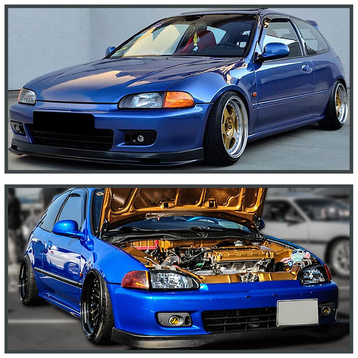 Black Headlights + Amber Corner Lights SPEC-D TUNING Compatible with 1992-1995 Honda Civic 2/3Dr EG Coupe Hatchback L+R Pair Head Light Lamp Assembly
