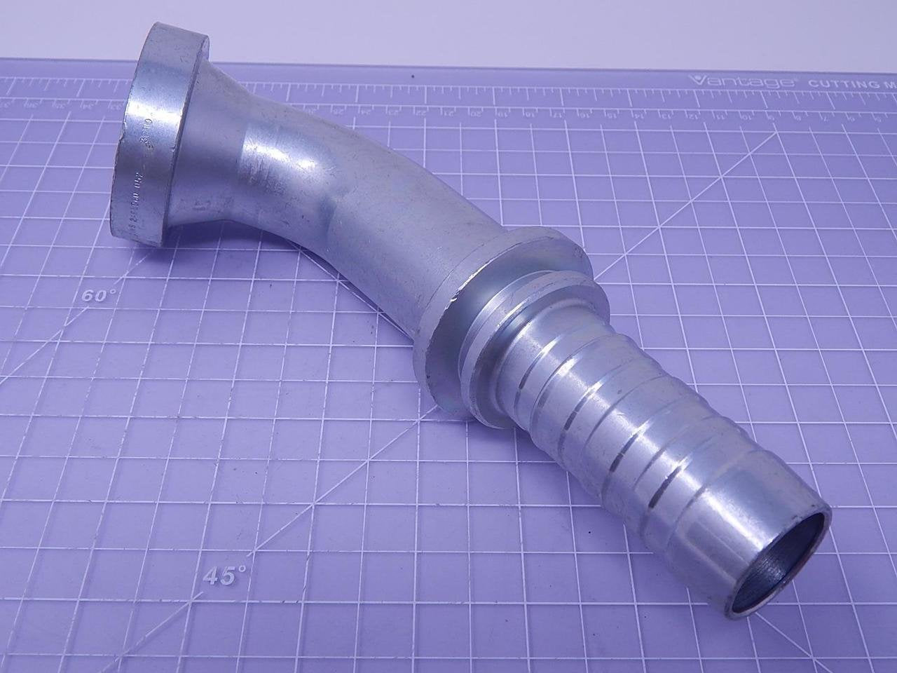 GlobalSpiral Couplings Gates 20GS-24FLC60-052, Caterpillar Style O-Ring Flange, Zinc Plated Carbon Steel, 7.80", 60° Bent Tube, 1 1/4" ID
