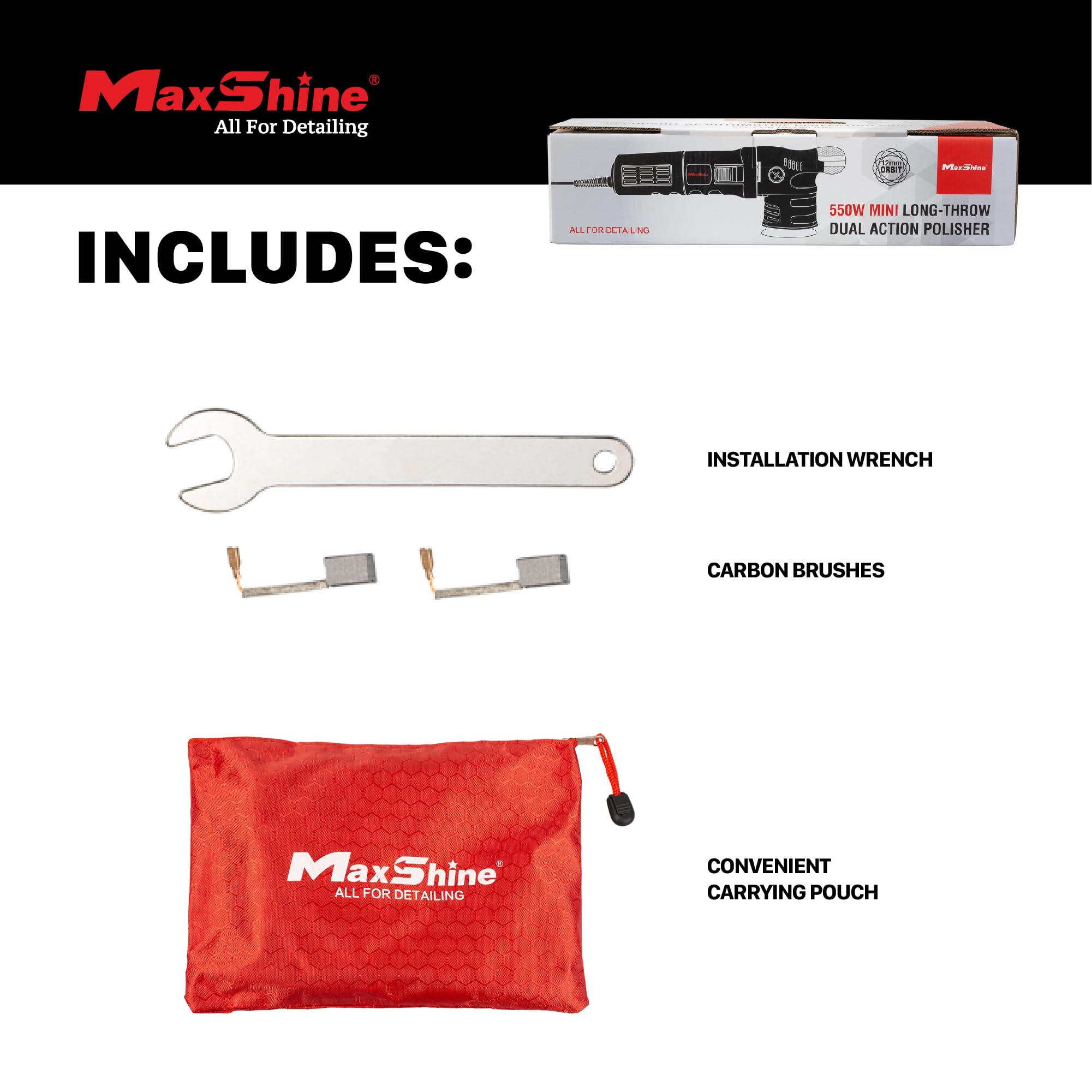 Maxshine Dual Action M312 Polisher | 12mm Throw, 3” Backing Plate, 550W Motor | 6-Speed, Low Vibration, Ergonomic Grip | Auto, Boat & Marine Detailing Tool for Swirl & Scratch Removal
