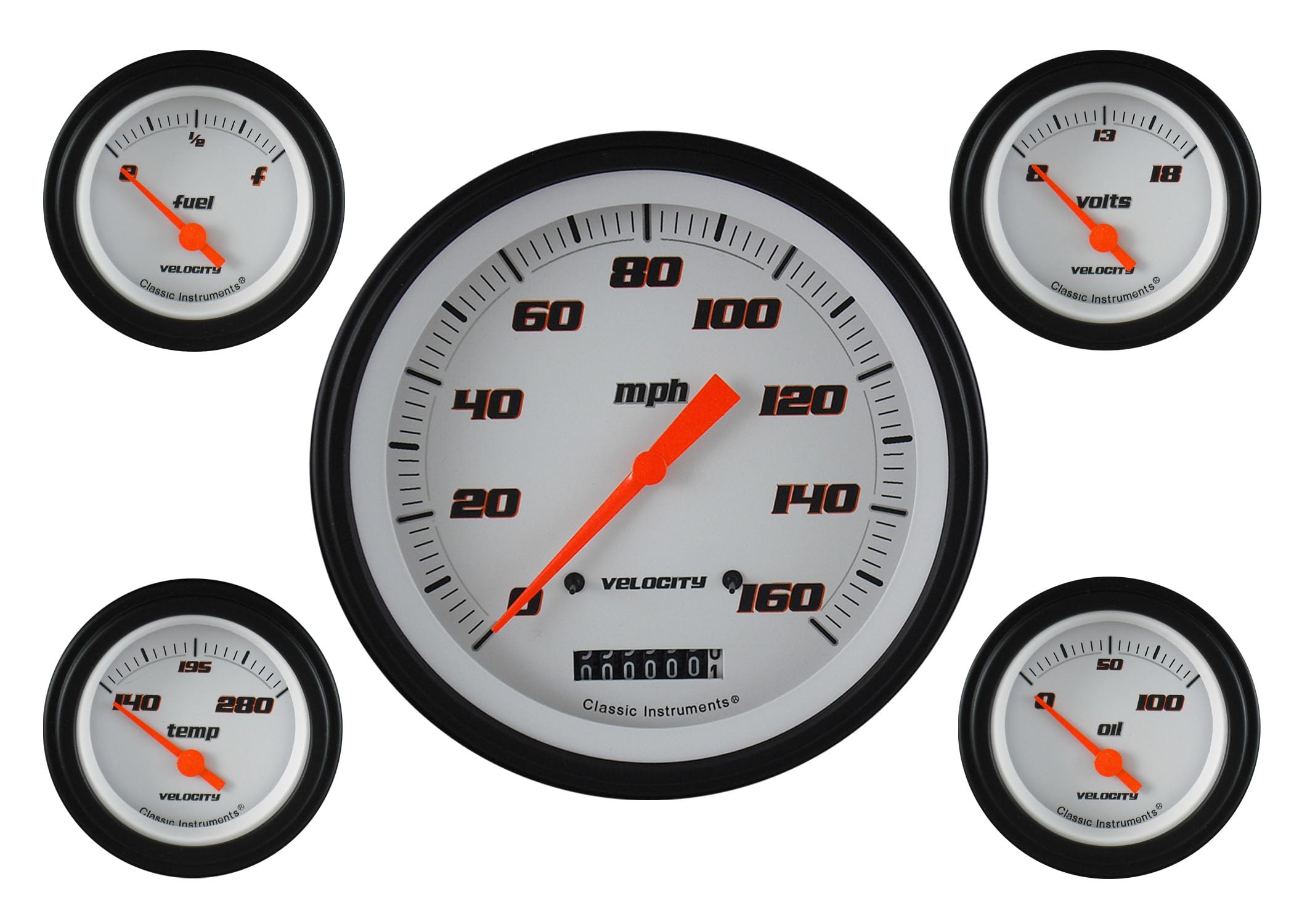 Velocity White Classic Instruments Five Gauge Set VS54WBLF