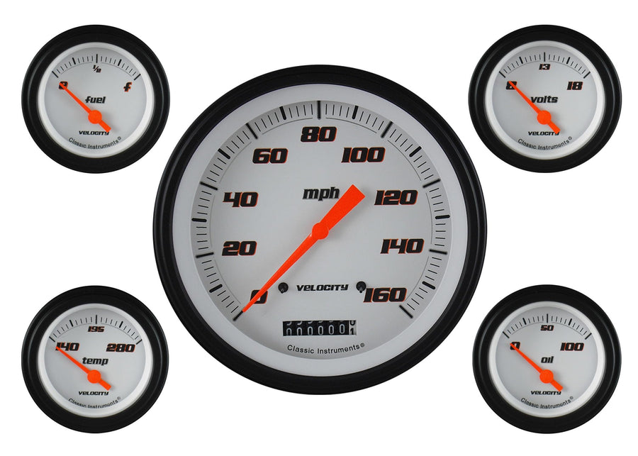 Velocity White Classic Instruments Five Gauge Set VS54WBLF