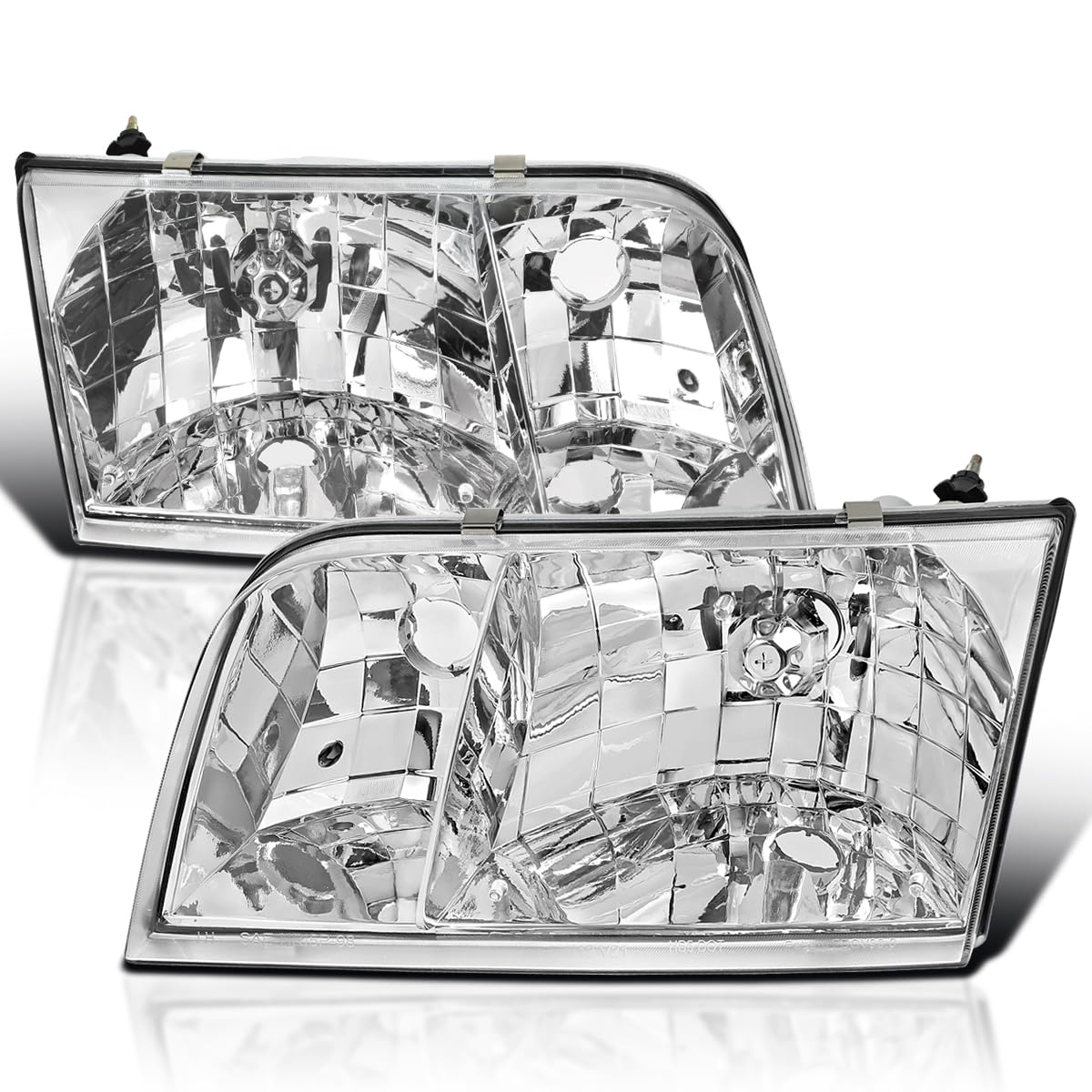 Chrome Headlights SPEC-D TUNING Compatible with 1998-2011 Ford Crown Victoria, Left + Right Pair Headlamps Assembly