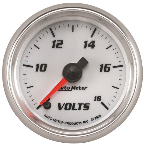 Voltmeter AutoMeter Gauge, 2 1/16", 18V, Digital Stepper Motor, White, Pro-Cycle (19792)