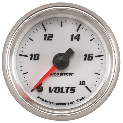 Voltmeter AutoMeter Gauge, 2 1/16", 18V, Digital Stepper Motor, White, Pro-Cycle (19792)