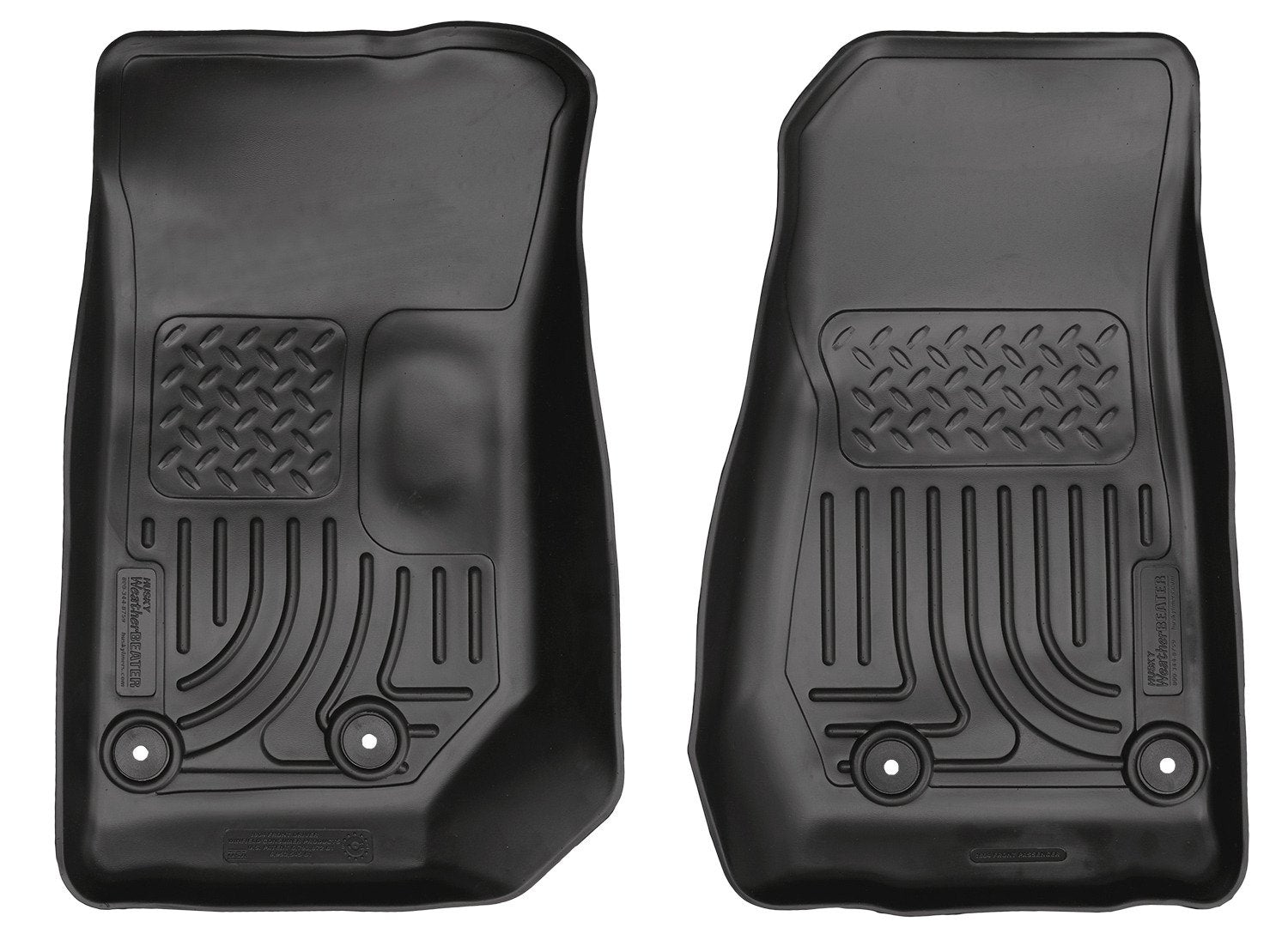 Weatherbeater Husky Liners Floor Mats | Fits 2014-2018 Jeep Wrangler JK | Front Row, 2-pc Black - 18041