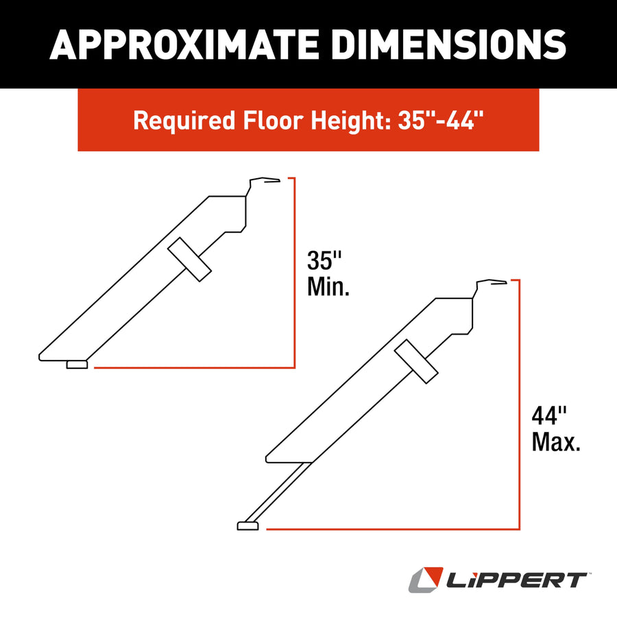 Solid Step Lippert 26" Quad Manual RV Step Assembly, 8" Rise, Aluminum and Steel, Anti-Slip Steps, Adjustable Legs, No Bounce, Travel Trailers, 5th Wheels, Campers - 791574