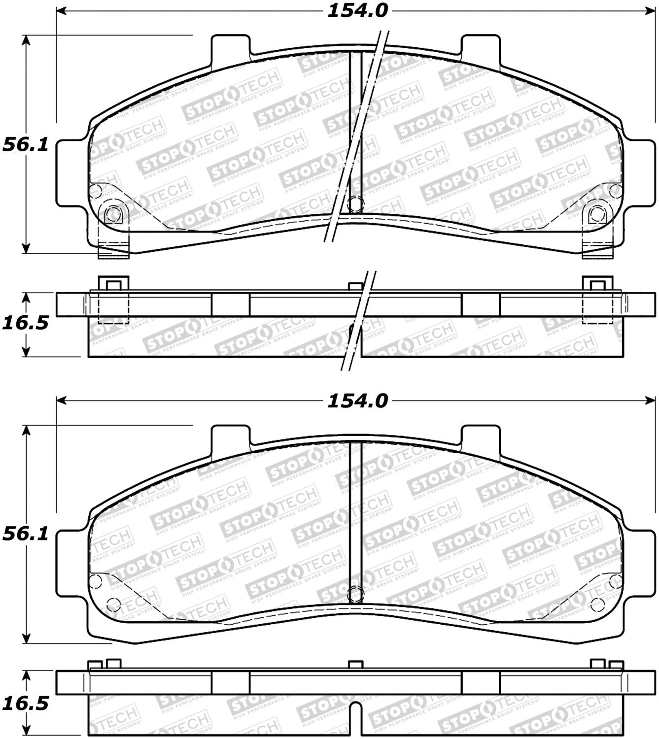 Front StopTech 308.06520 Brake Pads with Shims and Hardware Street