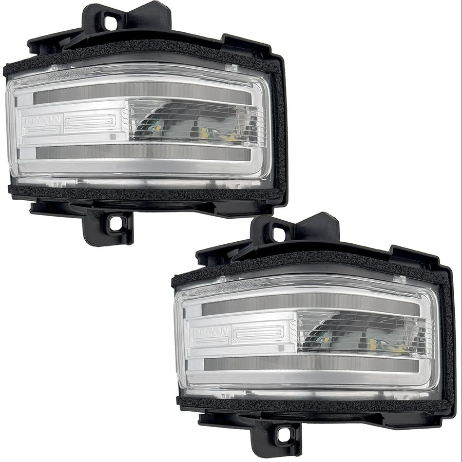 RECON - Side Mirror Lenses Lights Fits 17-25 Ford Super Duty (F250, F350, F450) w/White LED Running Lights, Amber Blinking Turn Signals & White Spot Lights (2-Piece Set)