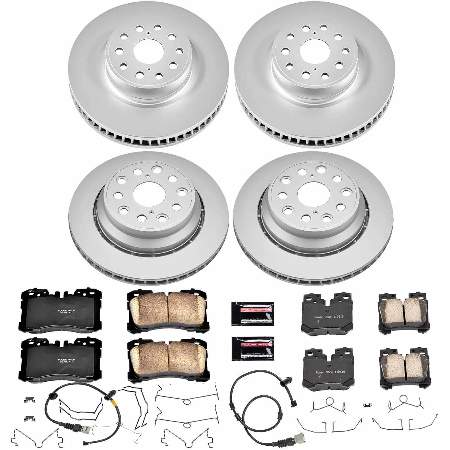 Power Stop CRK4111 Z17 Evolution Geomet Coated Brake Kit Front & Rear For Lexus LS460 2007-2009 [Model Specific]