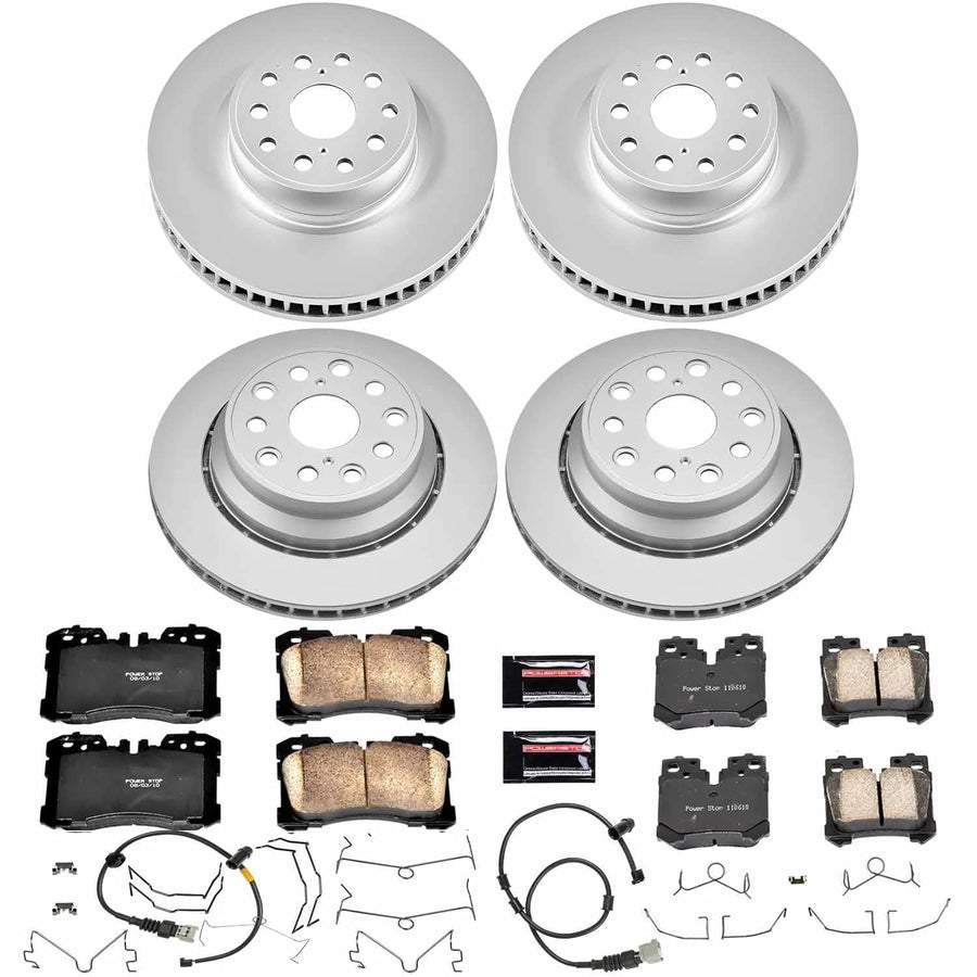 Power Stop CRK4111 Z17 Evolution Geomet Coated Brake Kit Front & Rear For Lexus LS460 2007-2009 [Model Specific]