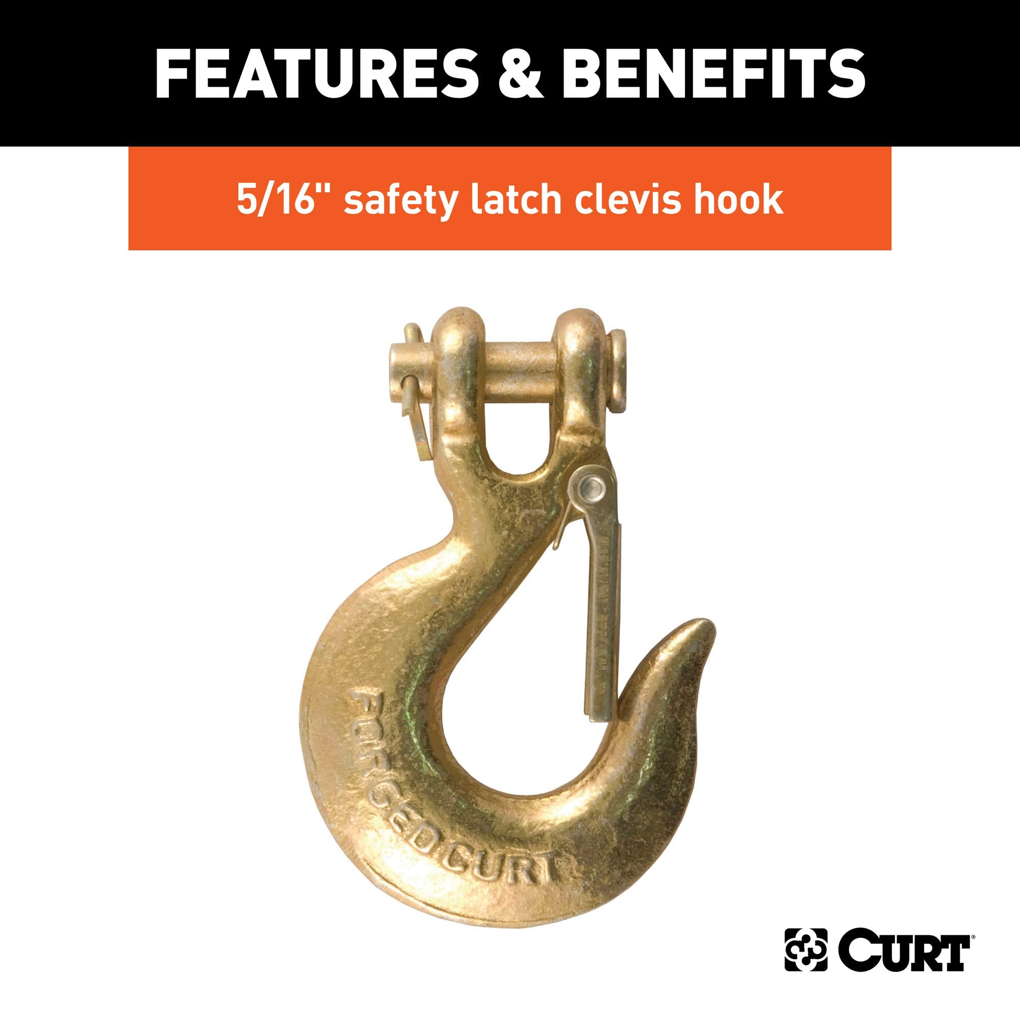 CURT 35-Inch Trailer Safety Chain with 5/16-In Clevis Snap Hook, 11,700 lbs Break Strength