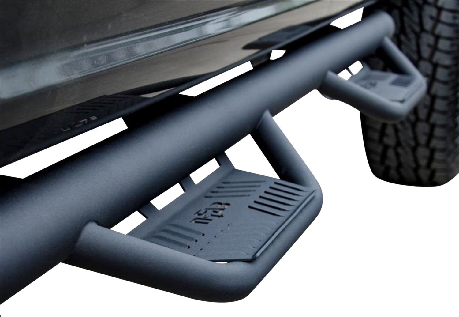 Podium LG Steps RealTruck for Ford F-150 | Cab Length, Stainless Steel, Textured Black | HPF0989CC-TX | Fits 2009-2014 Ford F-150/Raptor/Lobo SuperCrew, SRW Gas.
