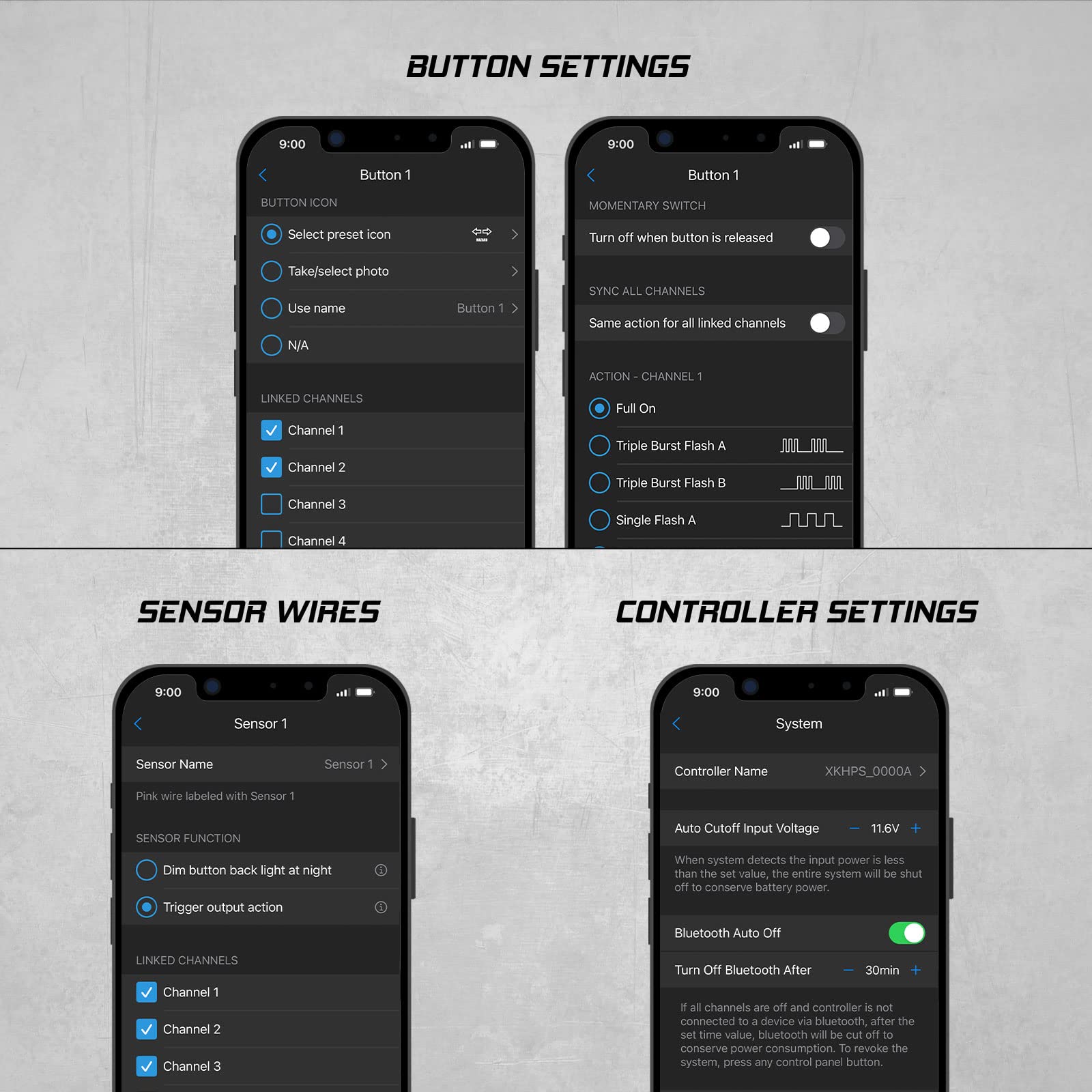 Bluetooth XKcommand RGB Universal Switch Panel Circuit Control Relay System Box with Automatic Dimmable On-Off LED Switch Pod Touch Switch Box for Car Pickup Truck Boat ATV SUV