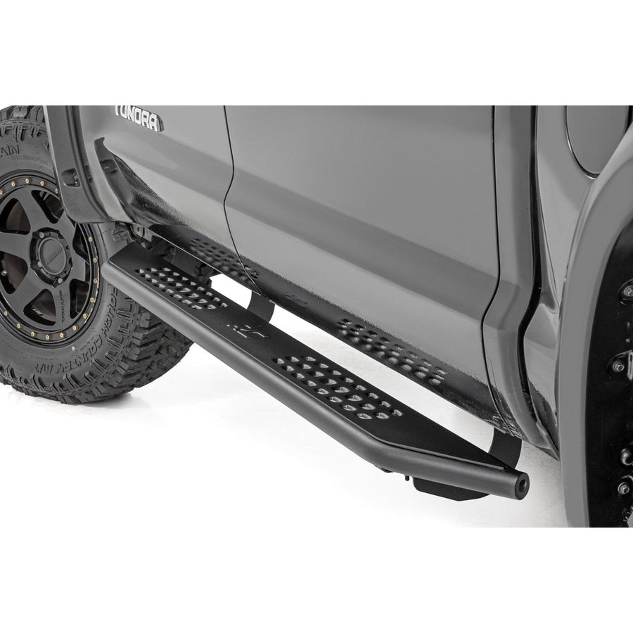 Rough Country Running Boards OV2 for Toyota Tundra (2007-2021) Crew Cab - Contoured Side Step Bars, Easy Bolt-On Install
